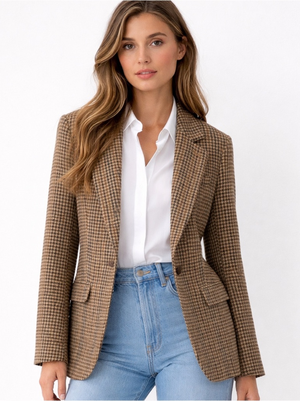Brooks Brothers Houndstooth Relaxed 100% Wool Blazer Jacket